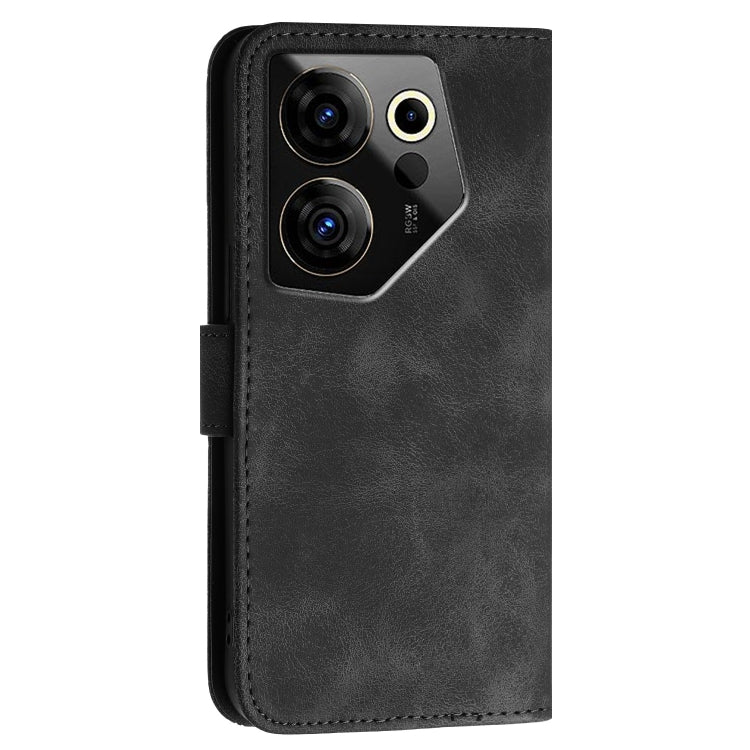 For Tecno Camon 20 Premier 5G Grid Butterfly Embossed Pattern Leather Phone Case with Lanyard