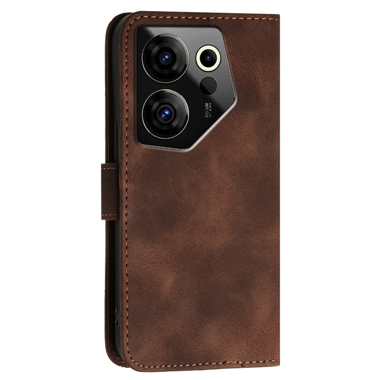 For Tecno Camon 20 Premier 5G Grid Butterfly Embossed Pattern Leather Phone Case with Lanyard