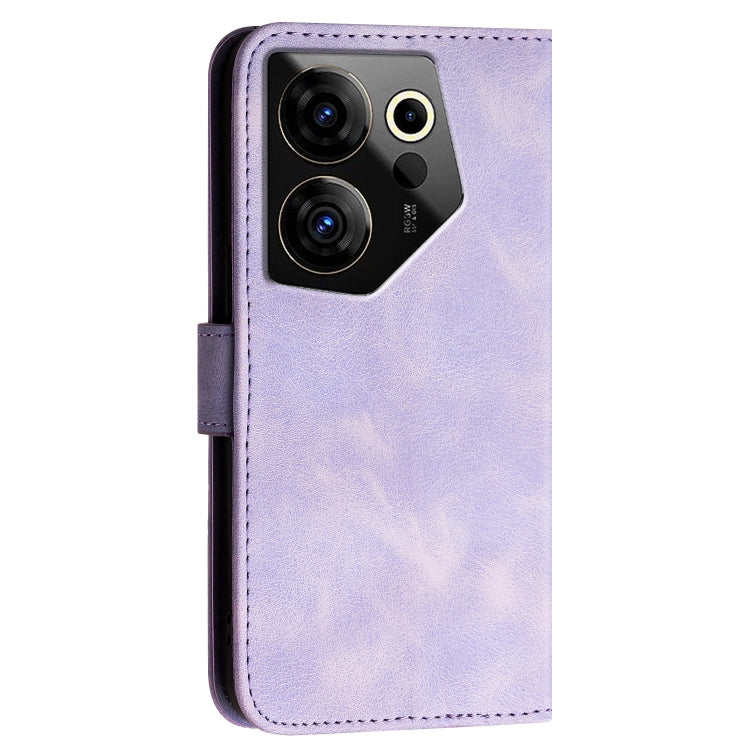 For Tecno Camon 20 Premier 5G Grid Butterfly Embossed Pattern Leather Phone Case with Lanyard