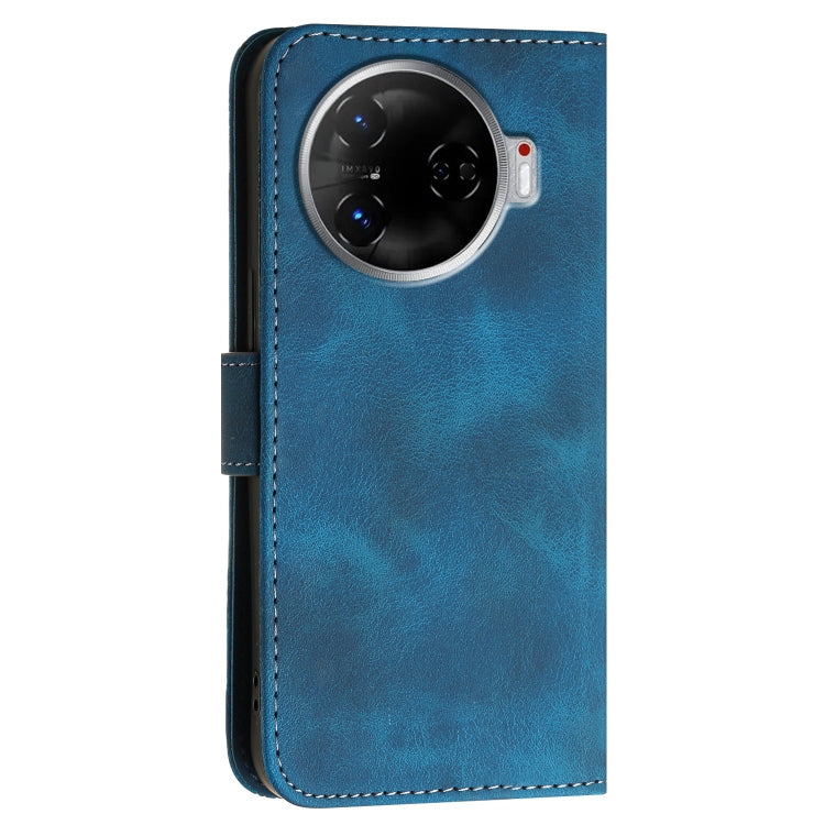 For Tecno Camon 30 Pro 5G Grid Butterfly Embossed Pattern Leather Phone Case with Lanyard