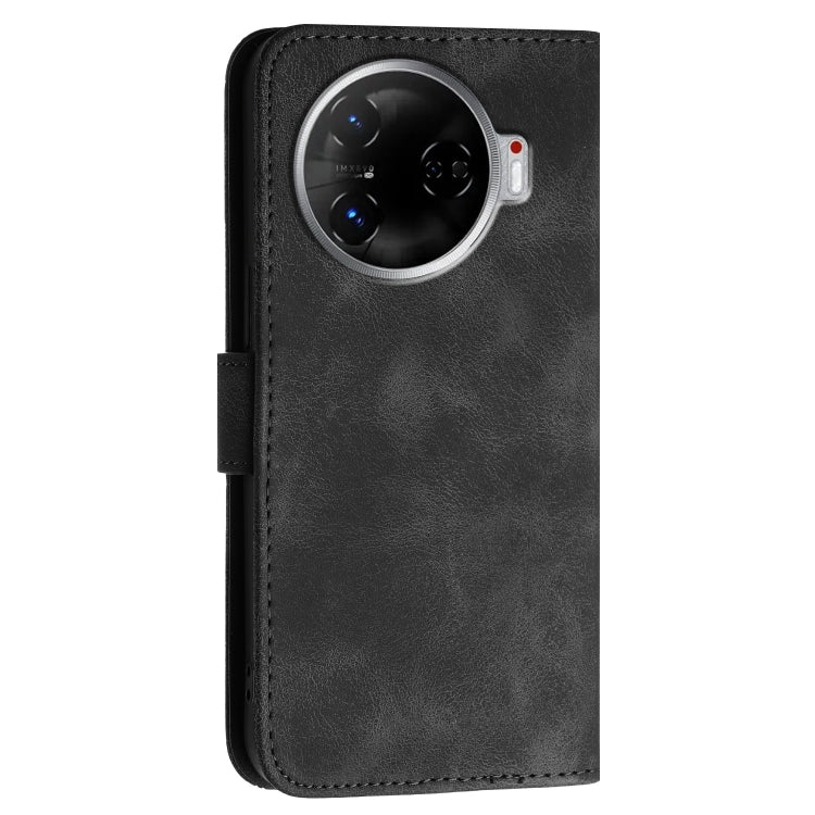 For Tecno Camon 30 Pro 5G Grid Butterfly Embossed Pattern Leather Phone Case with Lanyard