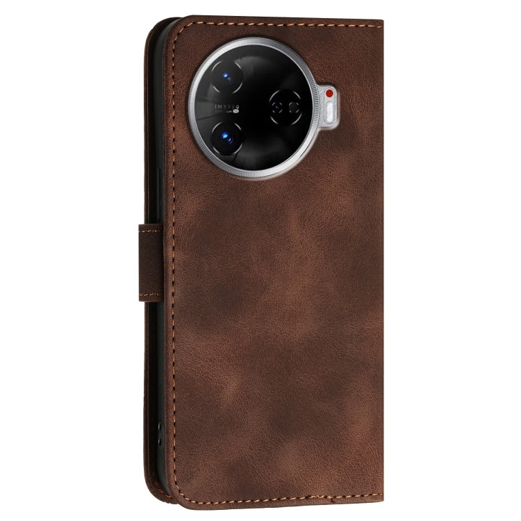 For Tecno Camon 30 Pro 5G Grid Butterfly Embossed Pattern Leather Phone Case with Lanyard