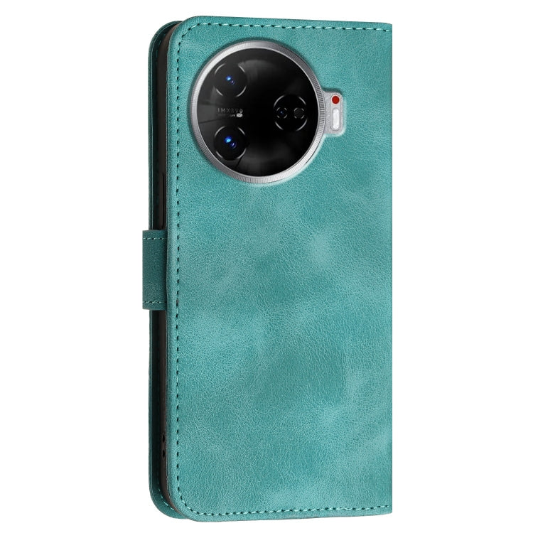 For Tecno Camon 30 Pro 5G Grid Butterfly Embossed Pattern Leather Phone Case with Lanyard