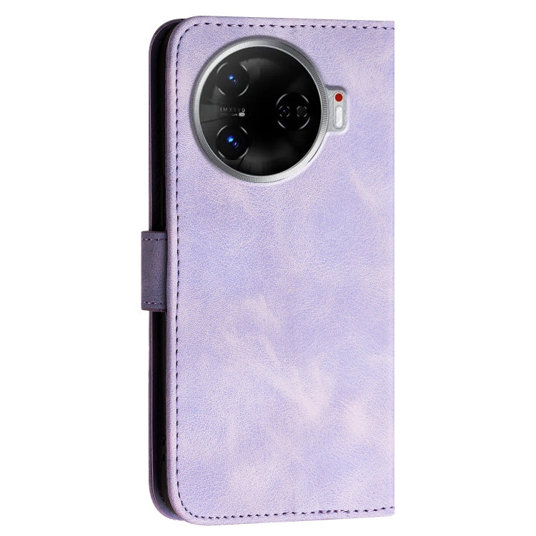 For Tecno Camon 30 Pro 5G Grid Butterfly Embossed Pattern Leather Phone Case with Lanyard