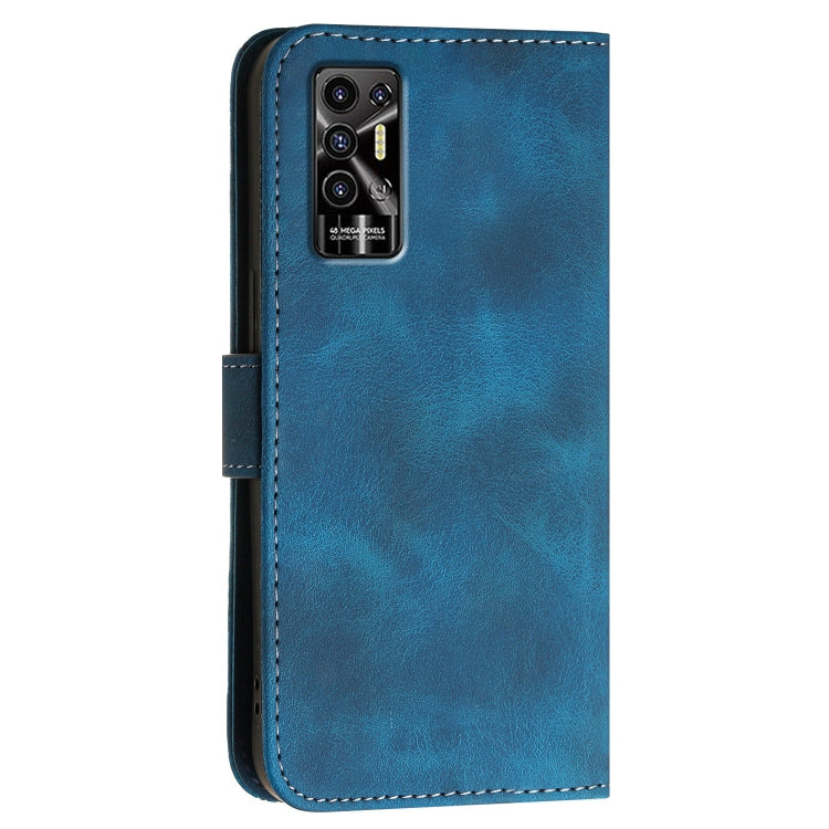 For Tecno Pova 3 Grid Butterfly Embossed Pattern Leather Phone Case with Lanyard
