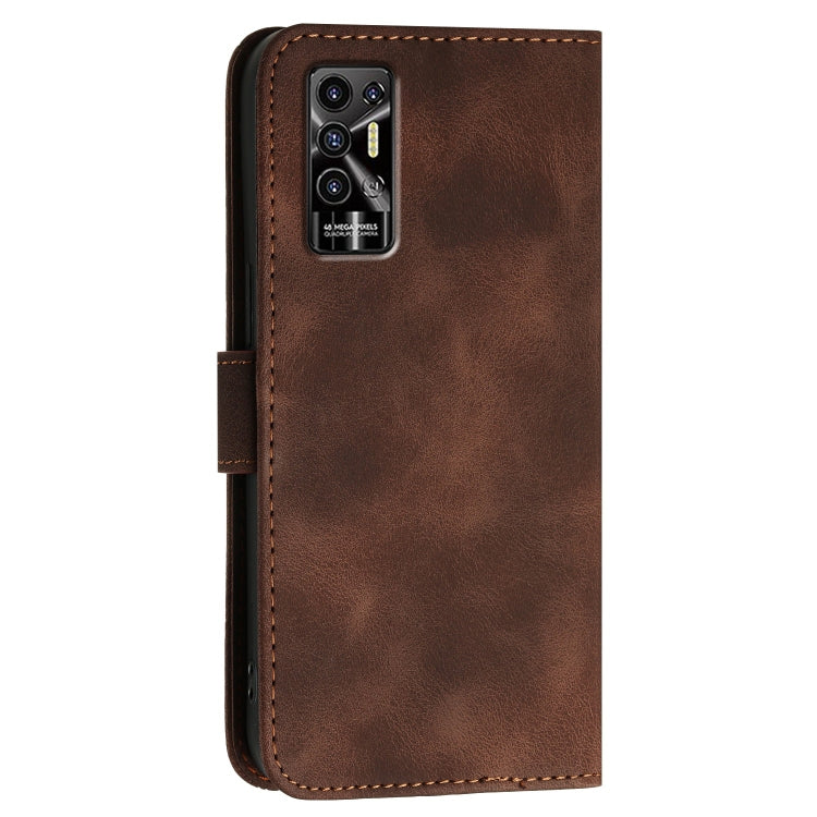For Tecno Pova 3 Grid Butterfly Embossed Pattern Leather Phone Case with Lanyard