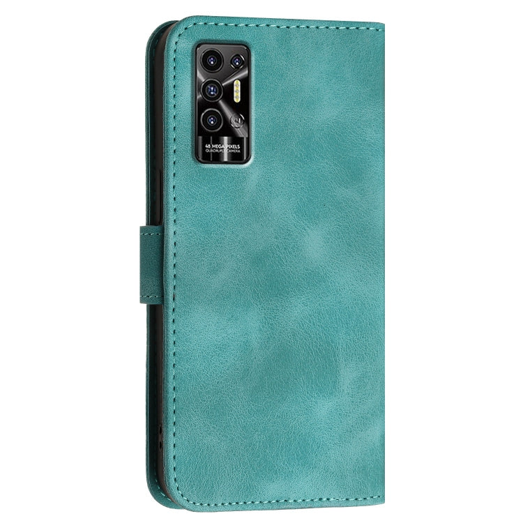 For Tecno Pova 3 Grid Butterfly Embossed Pattern Leather Phone Case with Lanyard