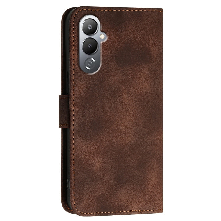 For Tecno Pova 4 Grid Butterfly Embossed Pattern Leather Phone Case with Lanyard
