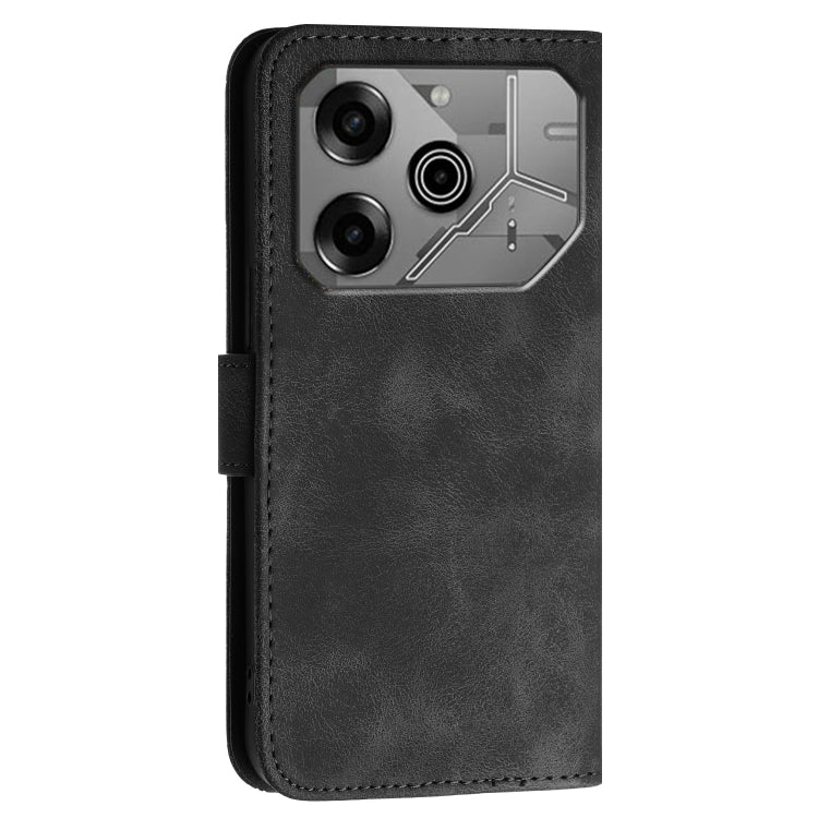 For Tecno Pova 6 5G / 6 Pro 5G Grid Butterfly Embossed Pattern Leather Phone Case with Lanyard