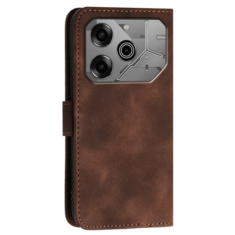 For Tecno Pova 6 5G / 6 Pro 5G Grid Butterfly Embossed Pattern Leather Phone Case with Lanyard