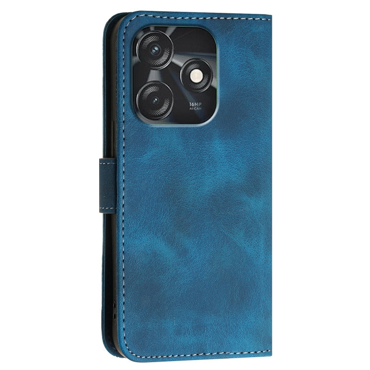 For Tecno Spark 10C Grid Butterfly Embossed Pattern Leather Phone Case with Lanyard
