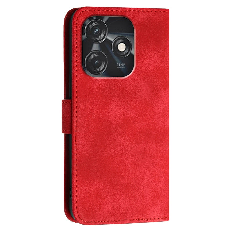 For Tecno Spark 10C Grid Butterfly Embossed Pattern Leather Phone Case with Lanyard