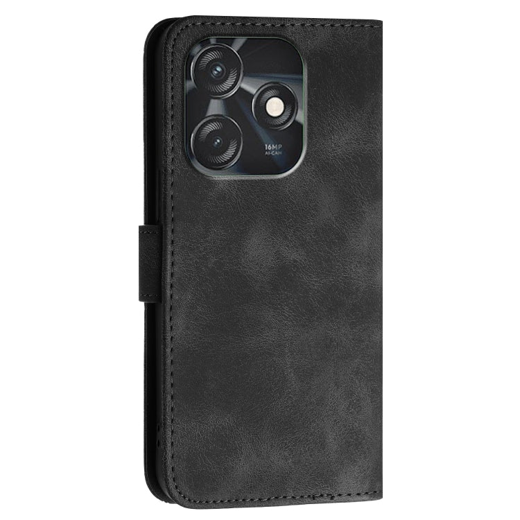 For Tecno Spark 10C Grid Butterfly Embossed Pattern Leather Phone Case with Lanyard