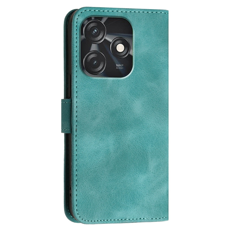 For Tecno Spark 10C Grid Butterfly Embossed Pattern Leather Phone Case with Lanyard