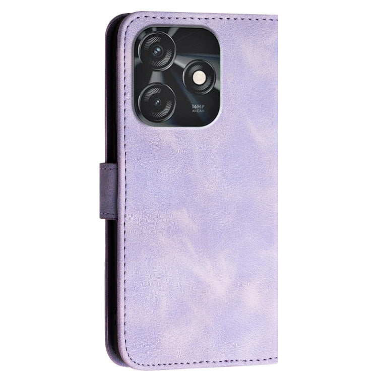 For Tecno Spark 10C Grid Butterfly Embossed Pattern Leather Phone Case with Lanyard