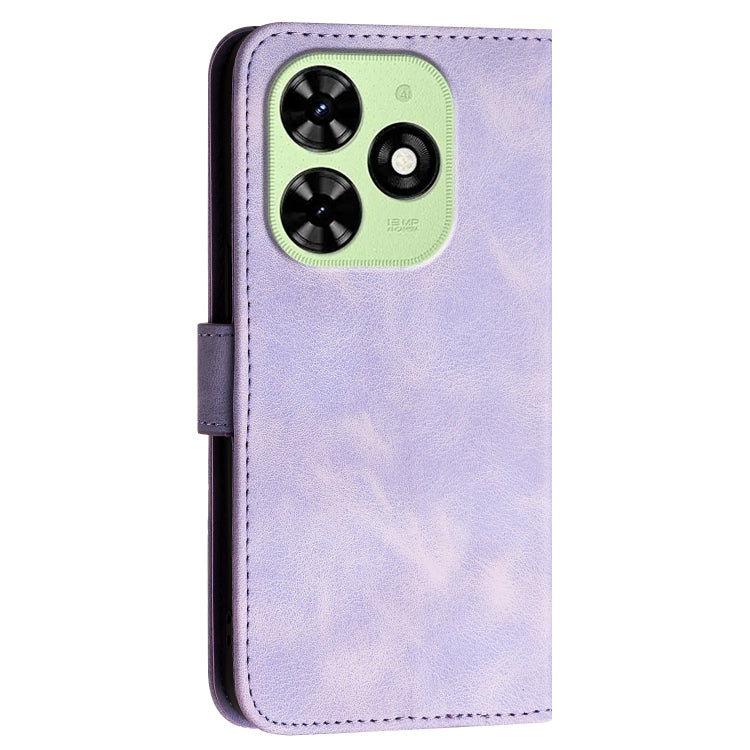 For Tecno Spark Go 2024 4G Grid Butterfly Embossed Pattern Leather Phone Case with Lanyard