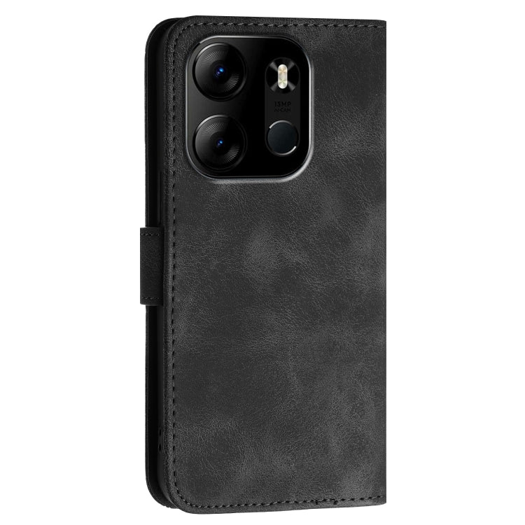 For Tecno Spark Go 2023 Grid Butterfly Embossed Pattern Leather Phone Case with Lanyard