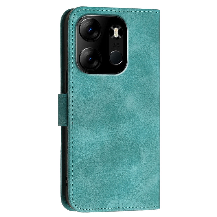 For Tecno Spark Go 2023 Grid Butterfly Embossed Pattern Leather Phone Case with Lanyard
