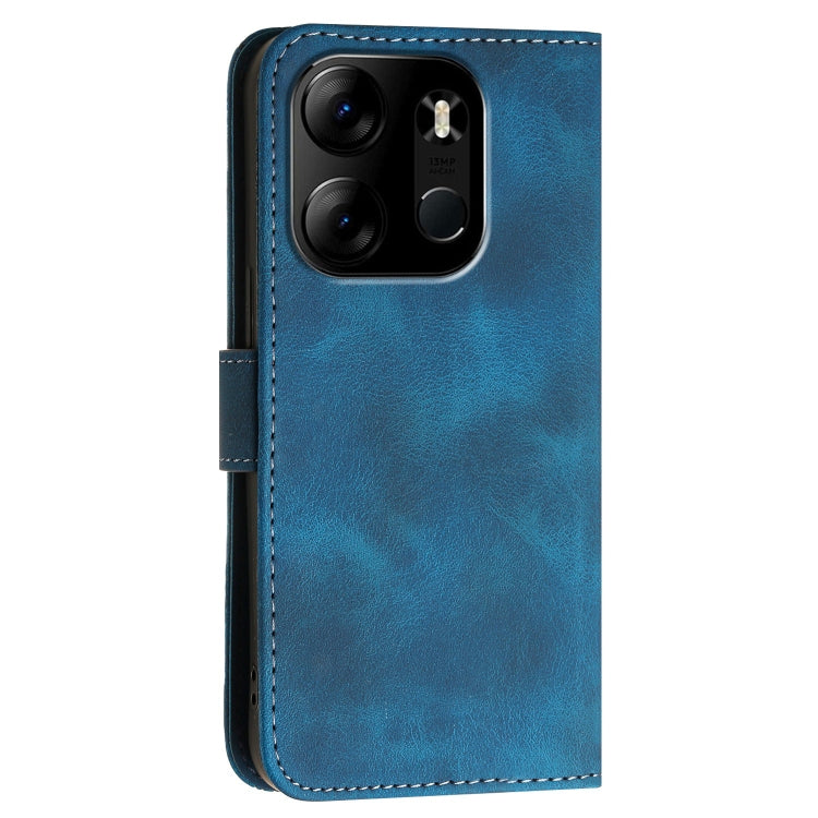 For Tecno Pop 7 / 7 Pro Grid Butterfly Embossed Pattern Leather Phone Case with Lanyard