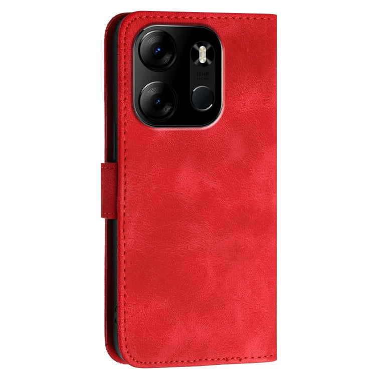 For Tecno Pop 7 / 7 Pro Grid Butterfly Embossed Pattern Leather Phone Case with Lanyard