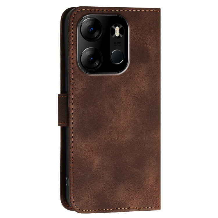 For Tecno Pop 7 / 7 Pro Grid Butterfly Embossed Pattern Leather Phone Case with Lanyard