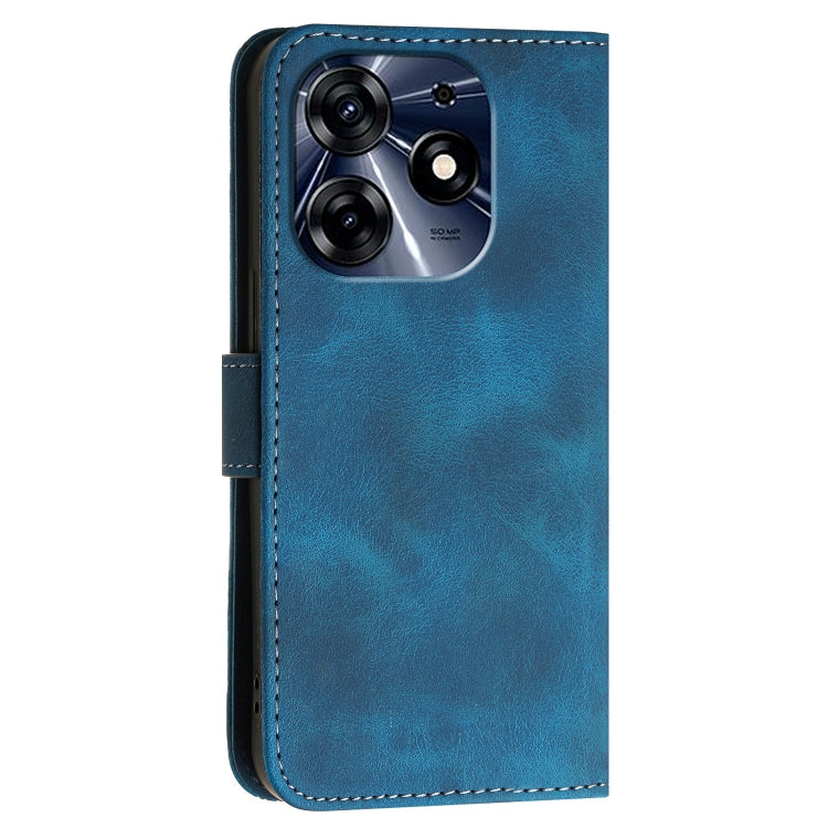 For Tecno Spark 10 Pro Grid Butterfly Embossed Pattern Leather Phone Case with Lanyard