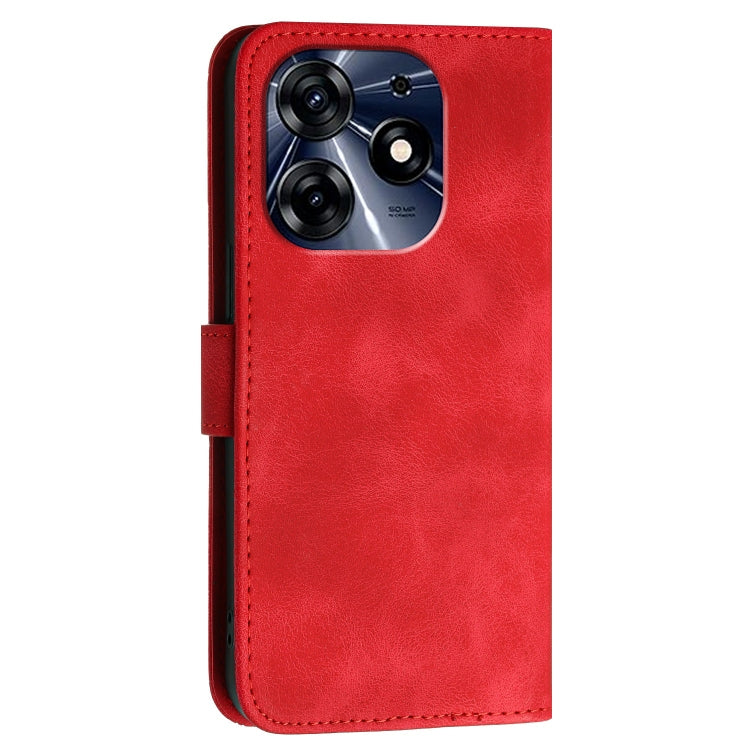 For Tecno Spark 10 Pro Grid Butterfly Embossed Pattern Leather Phone Case with Lanyard