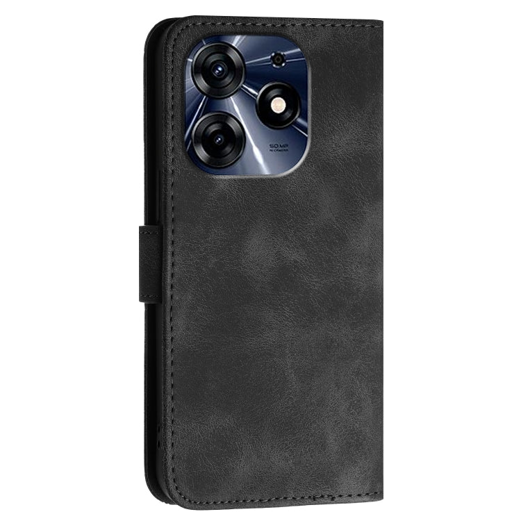 For Tecno Spark 10 Pro Grid Butterfly Embossed Pattern Leather Phone Case with Lanyard