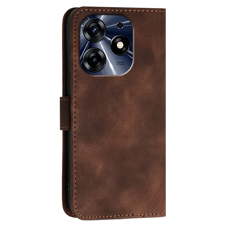 For Tecno Spark 10 Pro Grid Butterfly Embossed Pattern Leather Phone Case with Lanyard