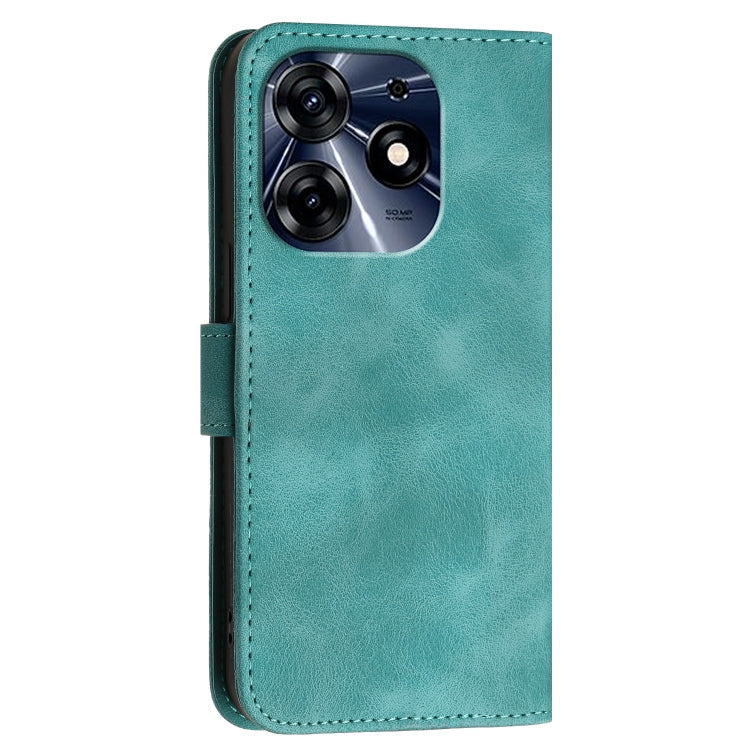 For Tecno Spark 10 Pro Grid Butterfly Embossed Pattern Leather Phone Case with Lanyard