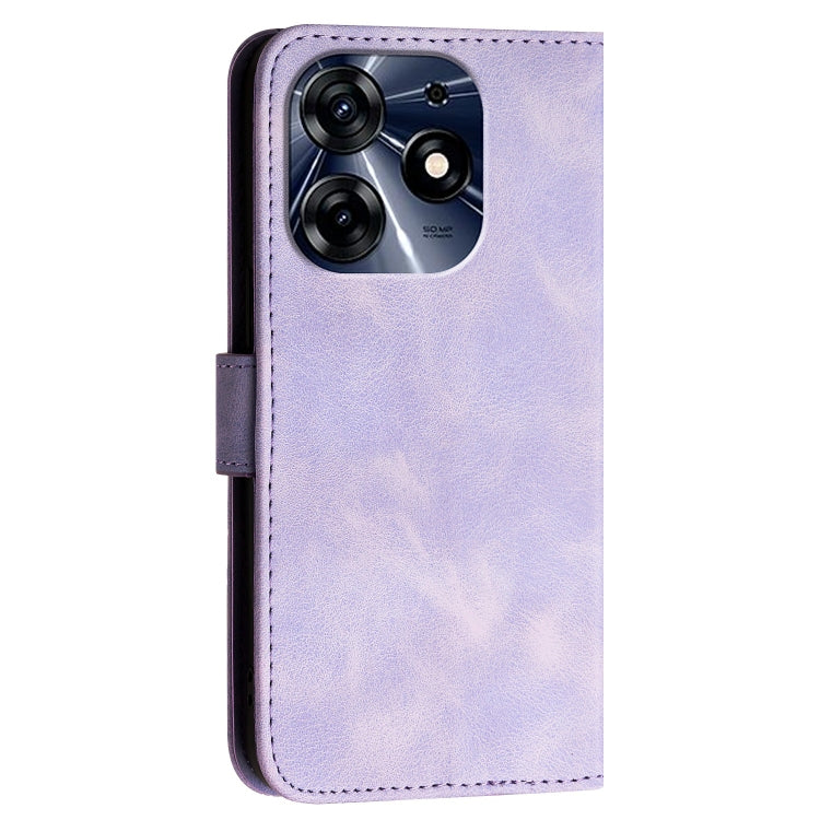 For Tecno Spark 10 Pro Grid Butterfly Embossed Pattern Leather Phone Case with Lanyard