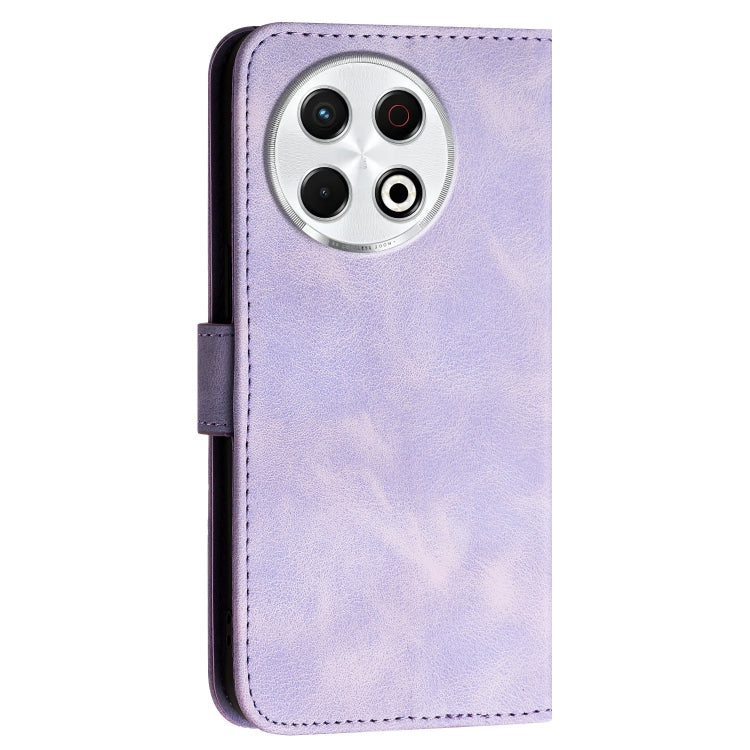 For Tecno Spark 30 Pro 4G Grid Butterfly Embossed Pattern Leather Phone Case with Lanyard