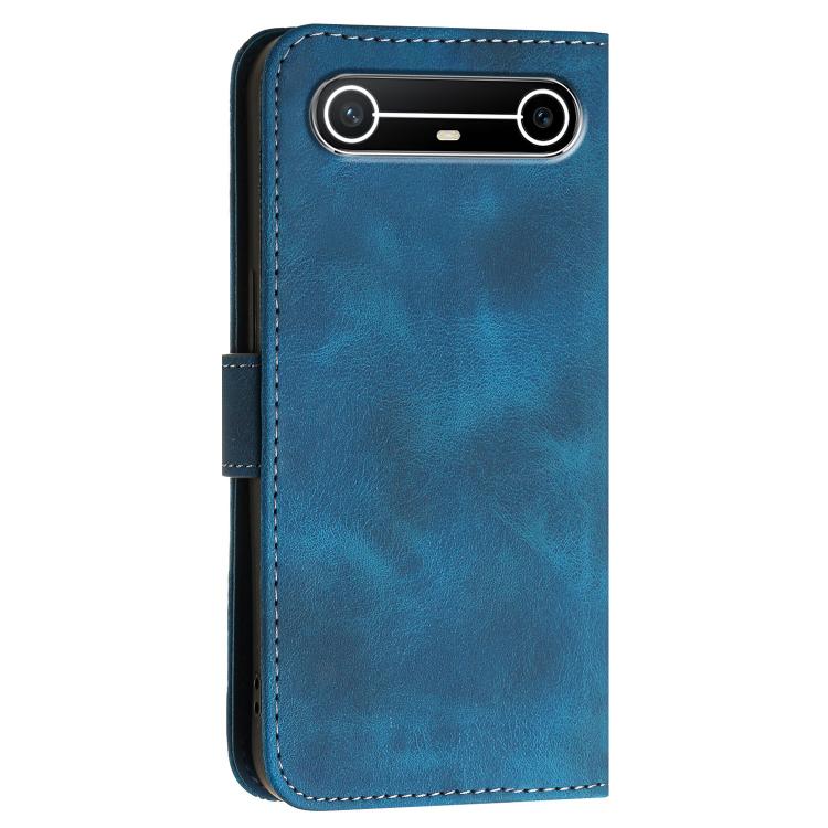 For Tecno Spark Slim Grid Butterfly Embossed Pattern Leather Phone Case with Lanyard