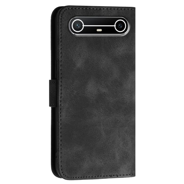 For Tecno Spark Slim Grid Butterfly Embossed Pattern Leather Phone Case with Lanyard