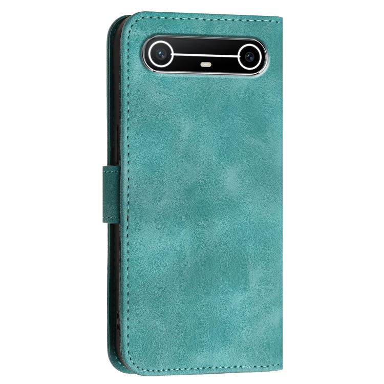 For Tecno Spark Slim Grid Butterfly Embossed Pattern Leather Phone Case with Lanyard