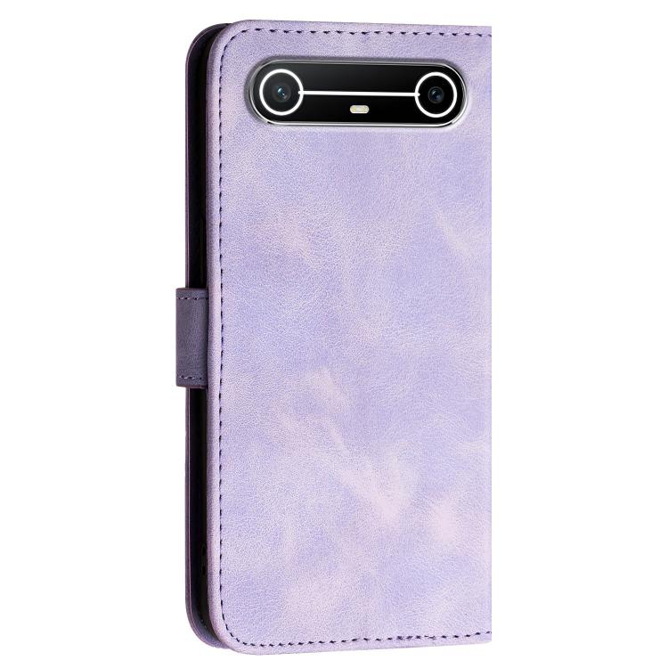 For Tecno Spark Slim Grid Butterfly Embossed Pattern Leather Phone Case with Lanyard