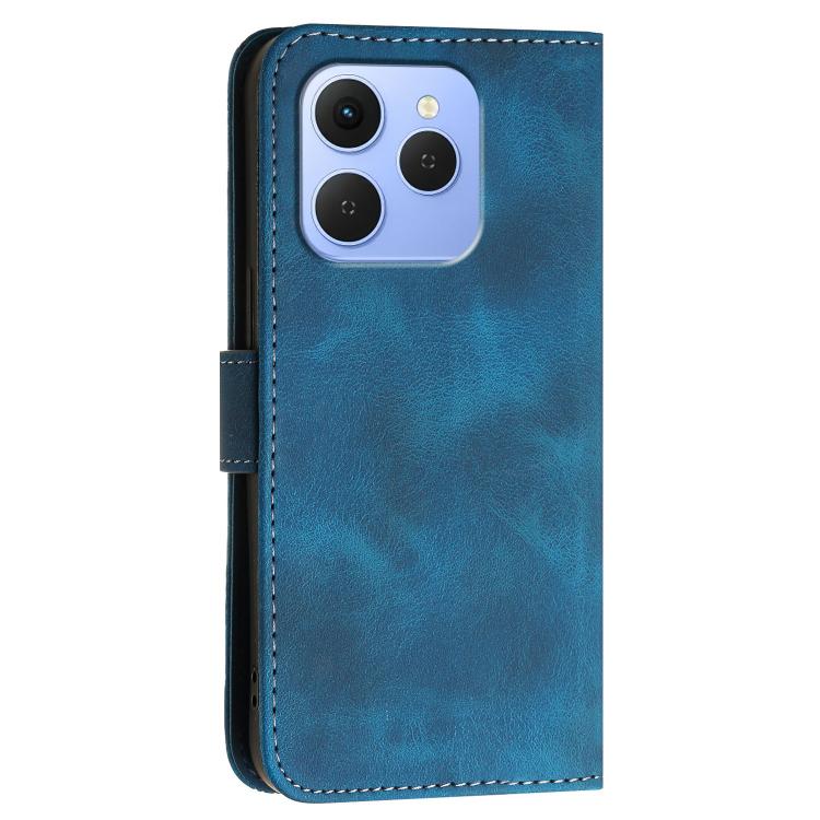 For Tecno Spark 50 4G Grid Butterfly Embossed Pattern Leather Phone Case with Lanyard