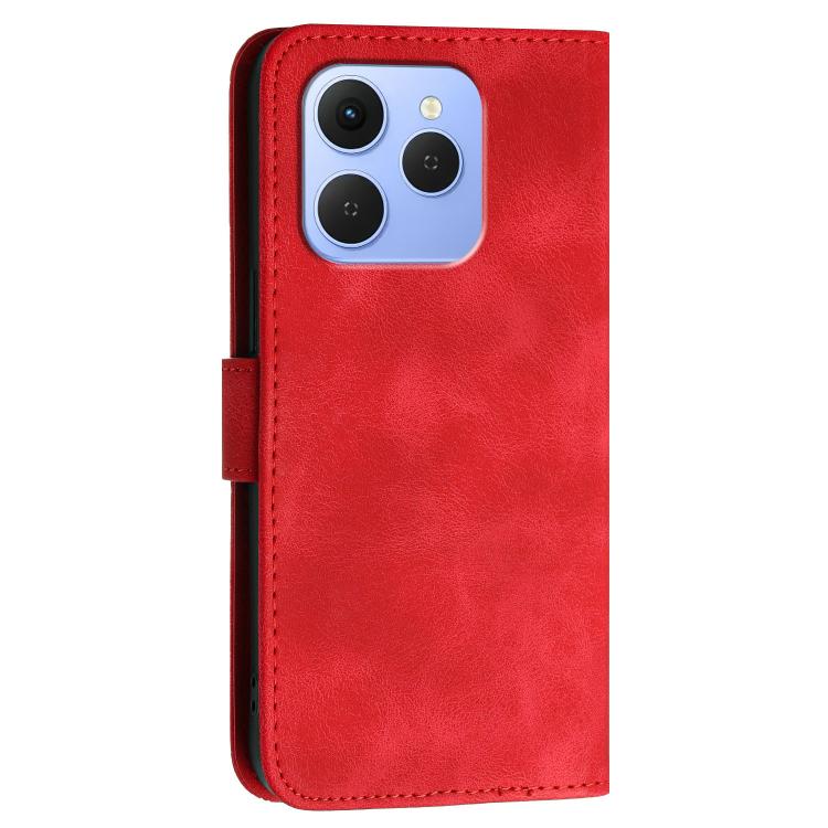 For Tecno Spark 50 4G Grid Butterfly Embossed Pattern Leather Phone Case with Lanyard