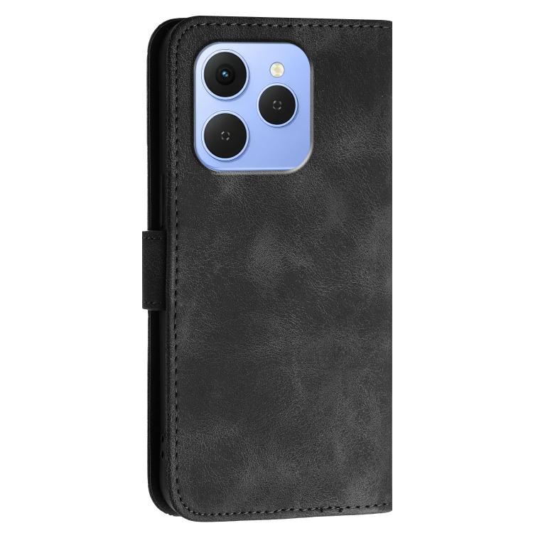 For Tecno Spark 50 4G Grid Butterfly Embossed Pattern Leather Phone Case with Lanyard