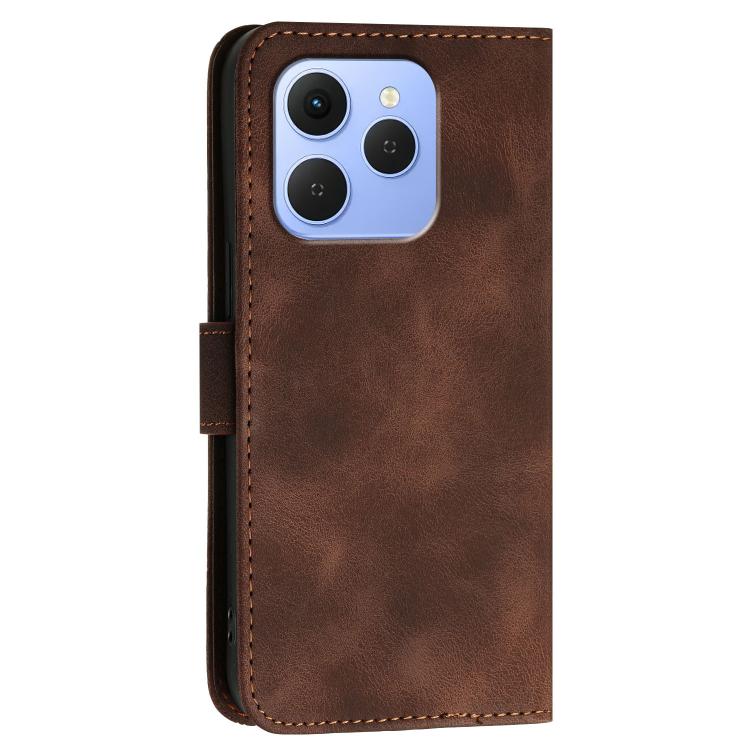For Tecno Spark 50 4G Grid Butterfly Embossed Pattern Leather Phone Case with Lanyard