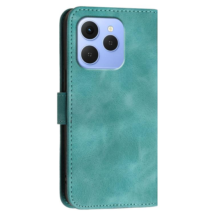 For Tecno Spark 50 4G Grid Butterfly Embossed Pattern Leather Phone Case with Lanyard