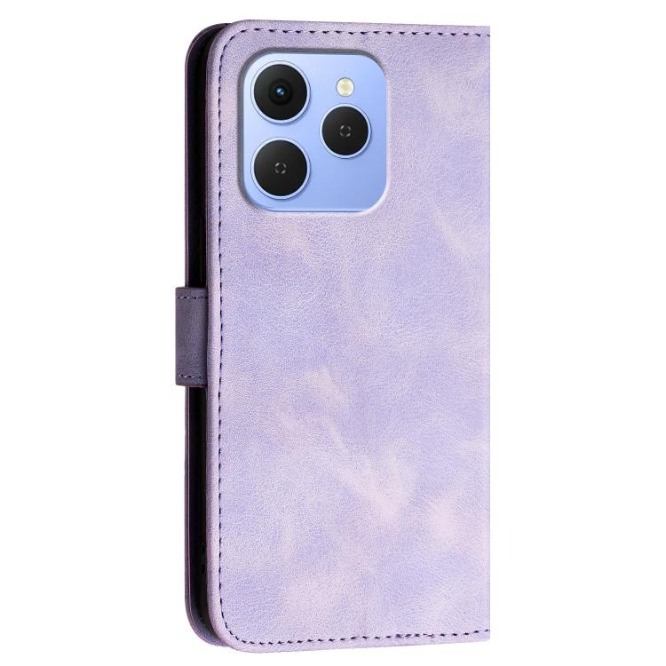For Tecno Spark 50 4G Grid Butterfly Embossed Pattern Leather Phone Case with Lanyard