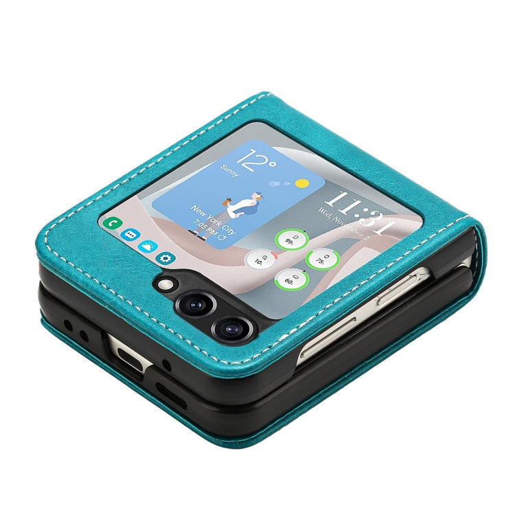 For Samsung Galaxy Z Flip5 Solid Color Calf Texture Folding Leather Phone Case