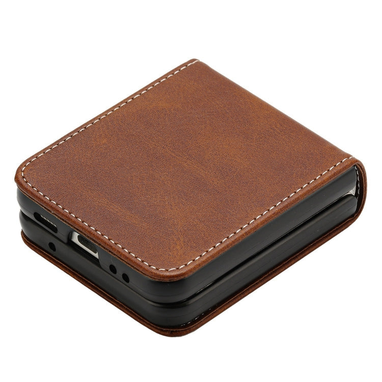 For Samsung Galaxy Z Flip5 Solid Color Calf Texture Folding Leather Phone Case