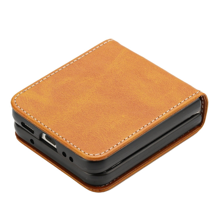 For Samsung Galaxy Z Flip5 Solid Color Calf Texture Folding Leather Phone Case