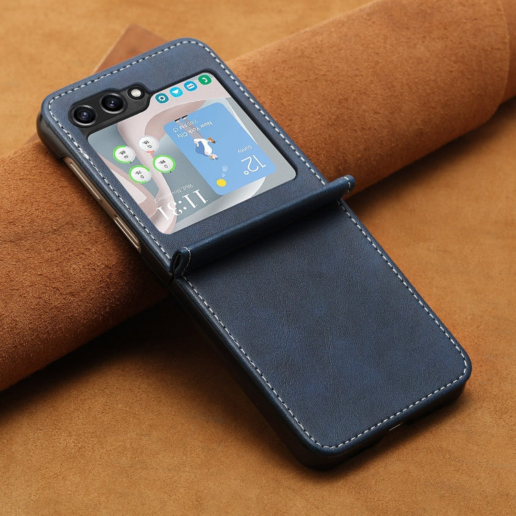 For Samsung Galaxy Z Flip5 Solid Color Calf Texture Folding Leather Phone Case