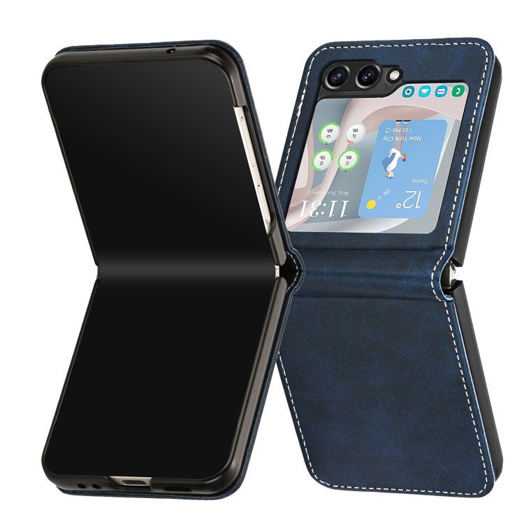 For Samsung Galaxy Z Flip5 Solid Color Calf Texture Folding Leather Phone Case