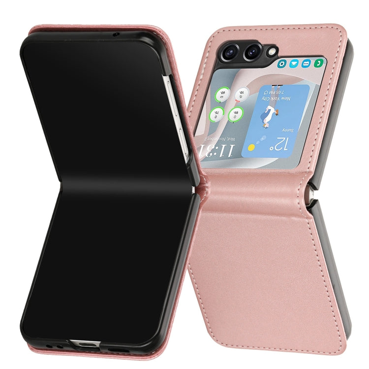 For Samsung Galaxy Z Flip5 Solid Color Calf Texture Folding Leather Phone Case
