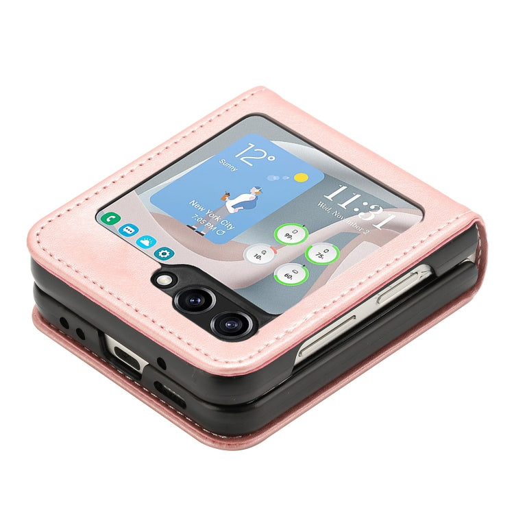 For Samsung Galaxy Z Flip5 Solid Color Calf Texture Folding Leather Phone Case