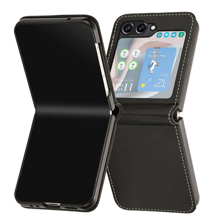 For Samsung Galaxy Z Flip5 Solid Color Calf Texture Folding Leather Phone Case